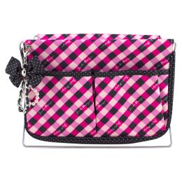 Jacki Design Large Retro Plaid Magazine Holder, Hot Pink